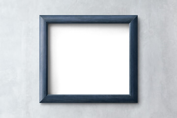 Minimal blue frame mockup on a gray wall