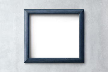 Minimal blue frame mockup on a gray wall
