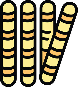 recommend clip art: This simple flat vector icon features four breadsticks with sesame seeds, perfect for a bakery or italian restaurant menu