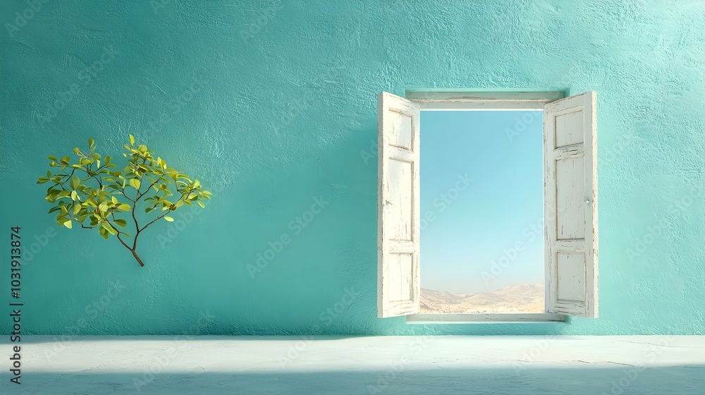 Poster Soft inviting sunlight streaming through an open window creating a peaceful serene ambiance and representing new opportunities growth and potential for the future