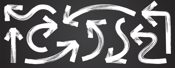 Arrow marker bold style white color texture set for decoration vector