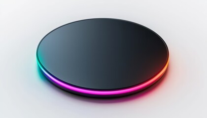 A sleek wireless charging pad with a glowing ring, isolated on a clean white background