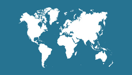 World map. Blue modern vector map. Silhouette map.