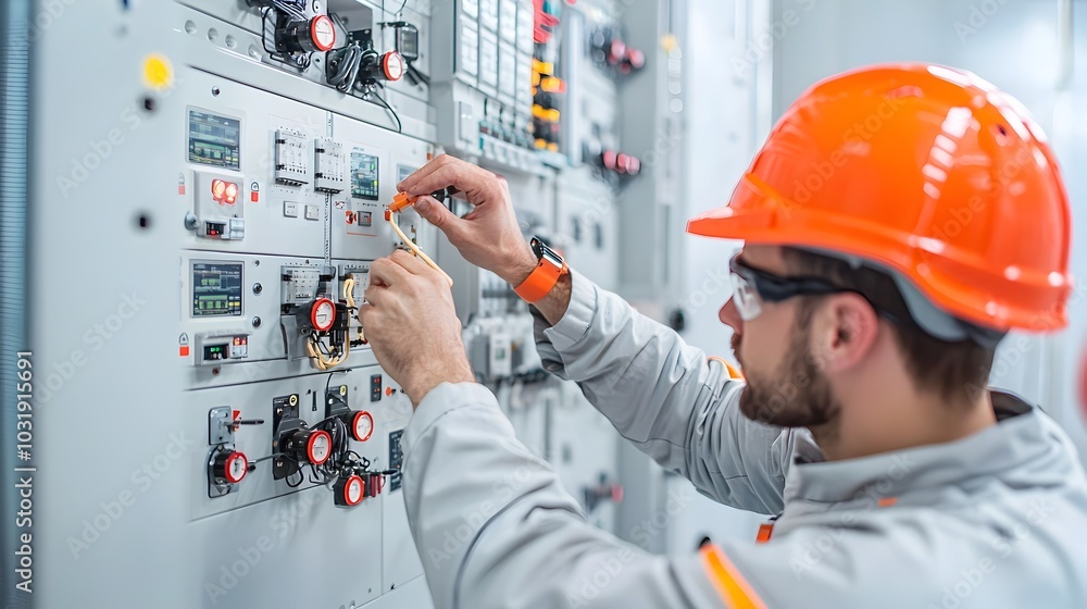 Leinwandbilder Technicians in protective uniforms adjusting valves and monitoring gauges in the industrial plant control room managing the production workflow and system processes