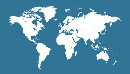 World map. Blue modern vector map. Silhouette map.