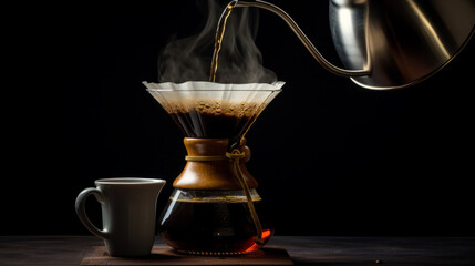 Pour over coffee maker, Isolated on black background
