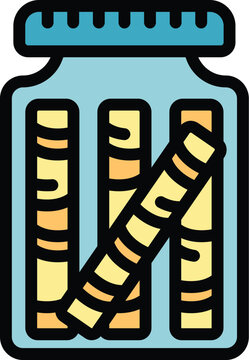 recommend clip art: Simple illustration of a glass jar holding crunchy wafer sticks, perfect for snack time.