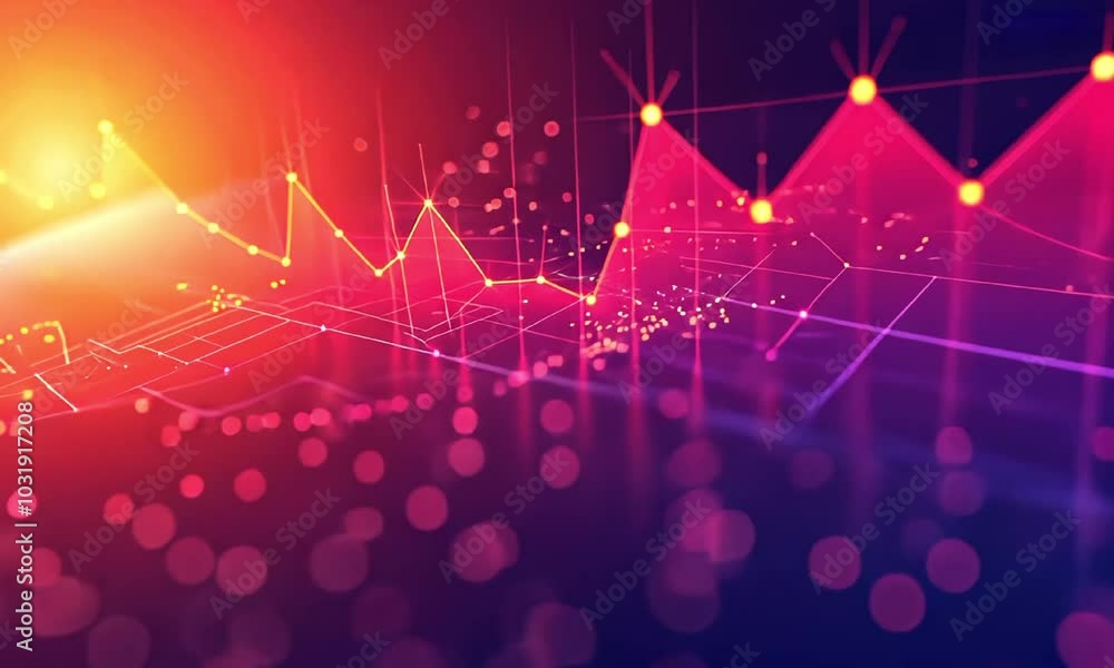 Aufkleber futuristic digital chart showing data points video animation. statistical analysis trends animated f