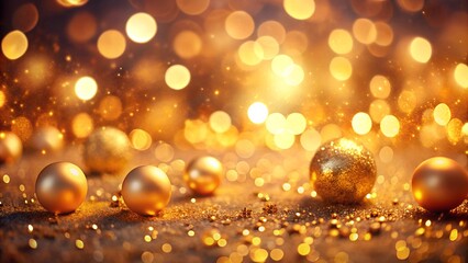 Soft golden bokeh background with warm glowing orbs scattered across the scene, perfect for creating a bright and cheerful design