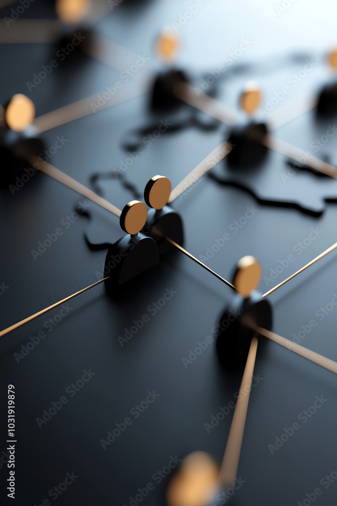 Aufkleber abstract network connections with nodes on a dark surface, representing digital communication and co