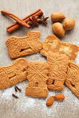 Speculaas cookies and ingredients