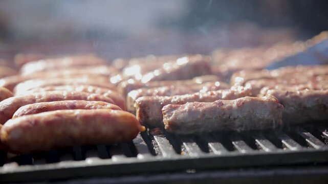 Serbian kebabs on a grill, cevapi