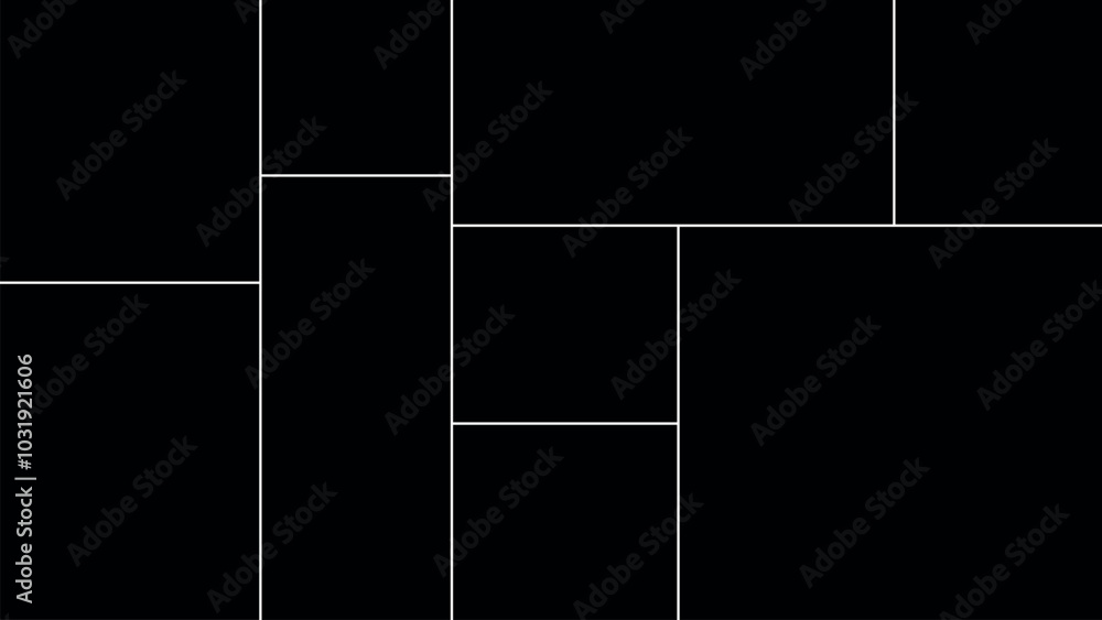Wall mural creative vector template collage consisting of 9 frames for a photo of a square and rectangular shap