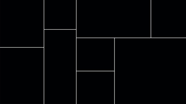 Creative vector Template Collage consisting of 9 frames for a photo of a square and rectangular shape.