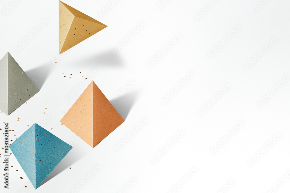 Aufkleber 3d colorful paper craft pentahedron patterned background design element
