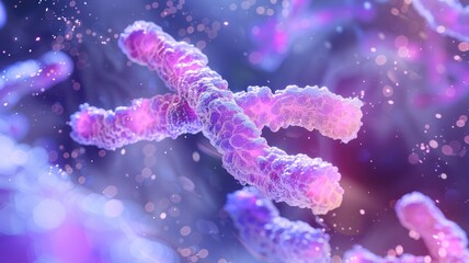 Abstract genetic research concept with chromosomes in vibrant colors for scientific use