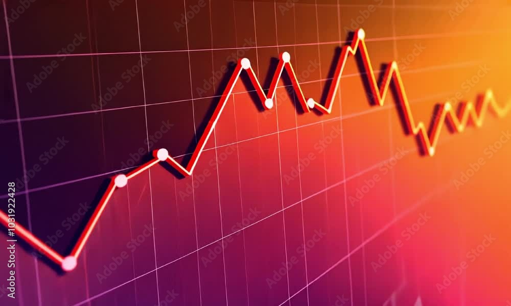 Poster vibrant orange line chart with nodes video animation. data growth and trends animated footage hd cli