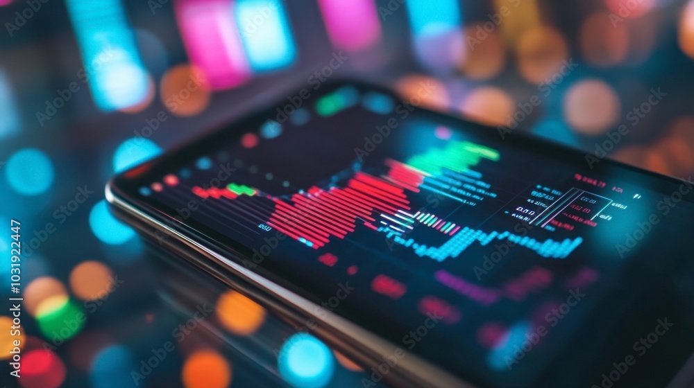 Poster data analysis on mobile device with colorful lights