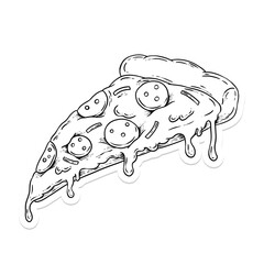 Pepperoni pizza outline sticker overlay with a white border