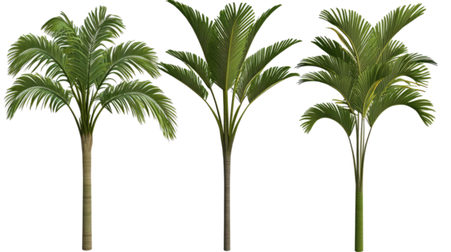 Collection of Palm Trees Isolated on a Transparent Background Generative AI