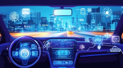 The future of autonomous driving technology full of technology.