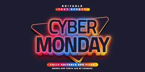 editable neon cyber monday text effect.typhography logo
