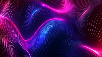 Abstract Neon Waves in Purple and Blue