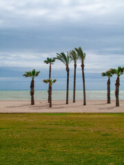 Paseo marítimo en Roquetas de Mar, Almería, Andalucía, España.