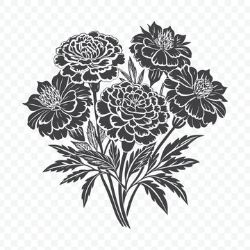 black and white marigold bouquet clip art preview