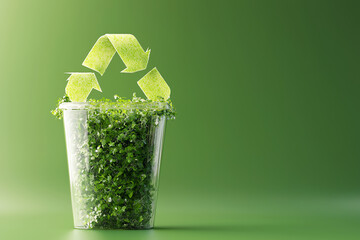 Ecofriendly product design, circular economy principles, green sustainable packaging, 3D illustration
