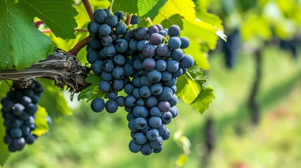Naklejka premium The Enchanting Beauty of Black Nebbiolo Grapes: A Close-Up of Barolo's Vineyards in Piemonte's Langh