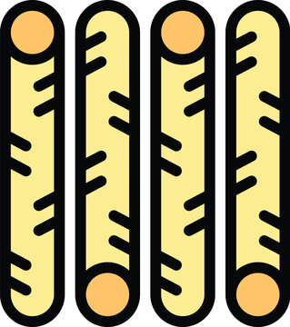 recommend clip art: Simple vector icon of four breadsticks standing up, isolated on a white background