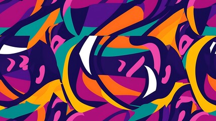 Vibrant abstract pattern design with bold colors and fluid shapes with copy space
