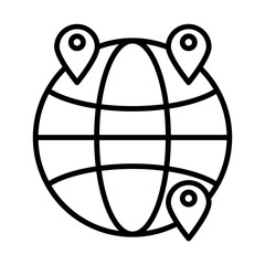 Globe with Location Pin line icon