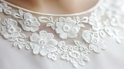 Obraz premium Elegant floral lace embroidery on a delicate fabric
