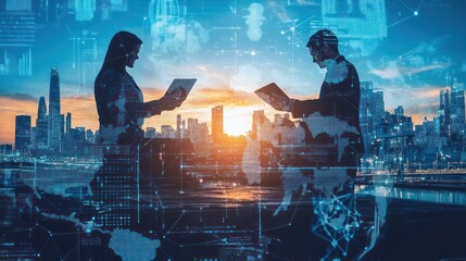 A global outsourcing discussion, with business leaders considering how to optimize their global supply chain for efficiency and cost-effectiveness