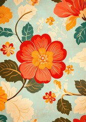 Vintage floral pattern with vibrant colors and intricate design