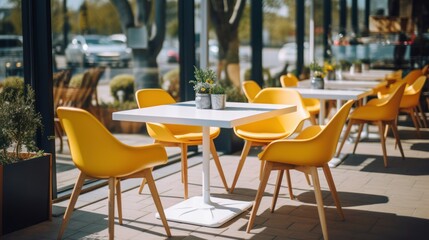 Yellow Chairs at a Cafe