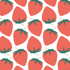Png hand drawn strawberry pattern transparent background
