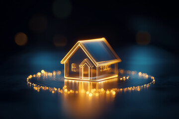 Energyefficient lighting in smart homes, sustainable design concepts, ecofriendly architecture, 3D illustration