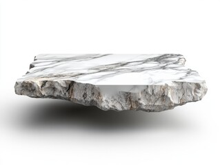 Marble Slab with Smooth and Rough Surfaces against Clean White Background