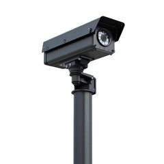 Outdoor security camera mounted on pole for surveillance and safety