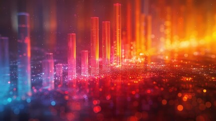 Obraz premium Business Strategy, vibrant colors, graphs and charts, close-up, informative