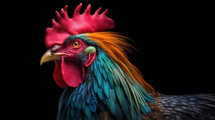 Fototapeta premium Rooster Portrait with Vibrant Feathers
