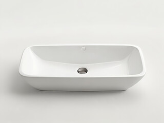 Studio photo of a white ceramic sink on a white background