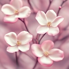 Fototapeta premium Gentle Pink Apple Blossom Flowers on a Branch, Soft Focus Spring Floral Background in Pastel Colors