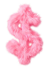 PNG Dollar sign fluffy font in pink fur, transparent background
