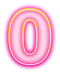 PNG number zero pink neon design, transparent background