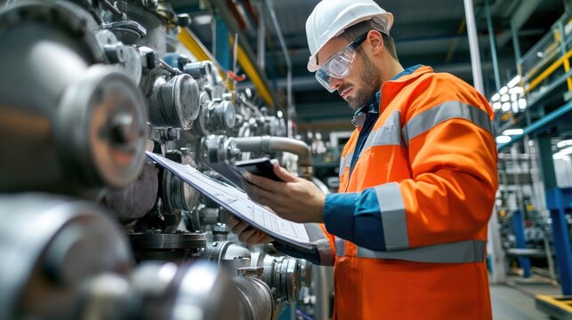 Engineers performing maintenance and safety inspections on hydraulic machinery, ensuring optimal performance and adherence to safety standards