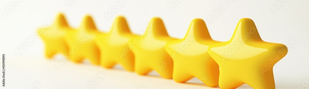 Poster a row of five yellow stars. the stars are placed in a row and are all facing the same direction